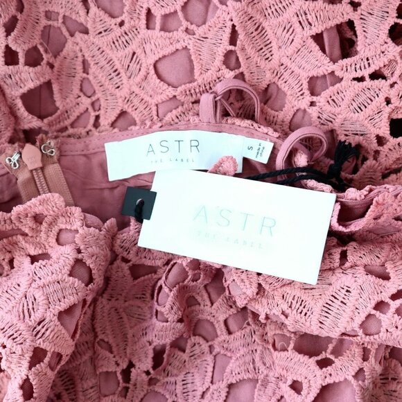 ASTR the Label Pink Mauve Lace A-Line Midi Dress Summer Feminine NWT NEW S - Picture 5 of 5